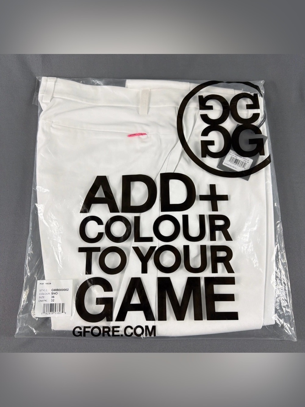 G/FORE G4 Golf Pants Tour Tech 36 x 32 Snow Polyester NWT MSRP $165